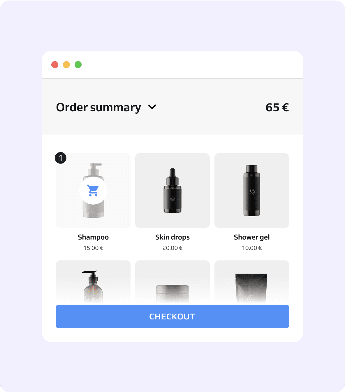 checkout with salon products