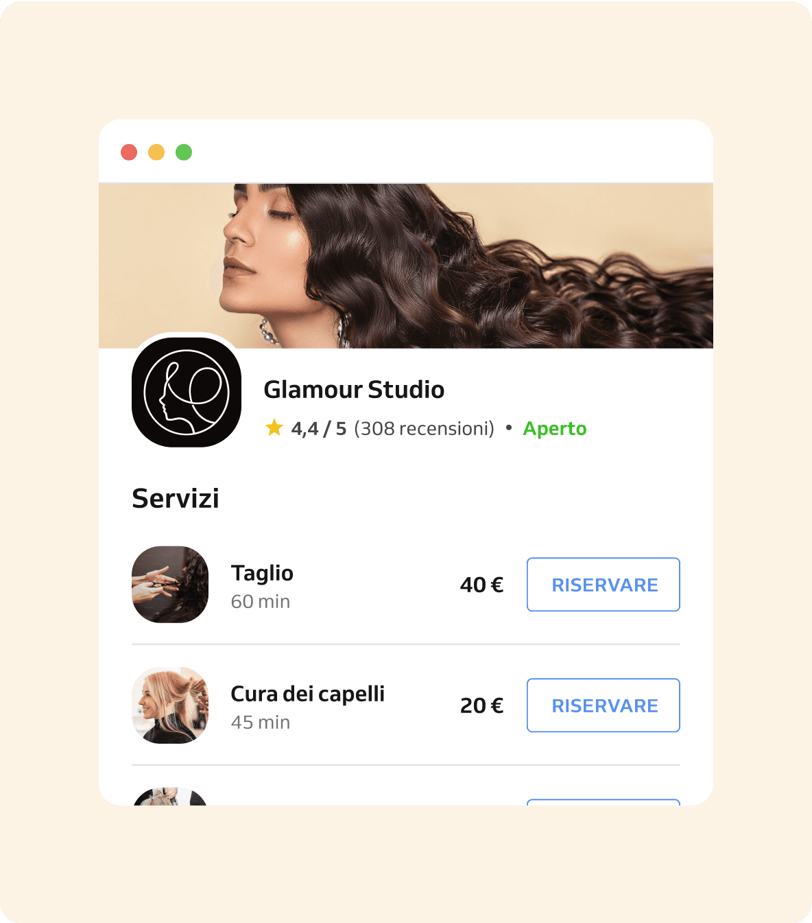 sito web di prenotazione del salone