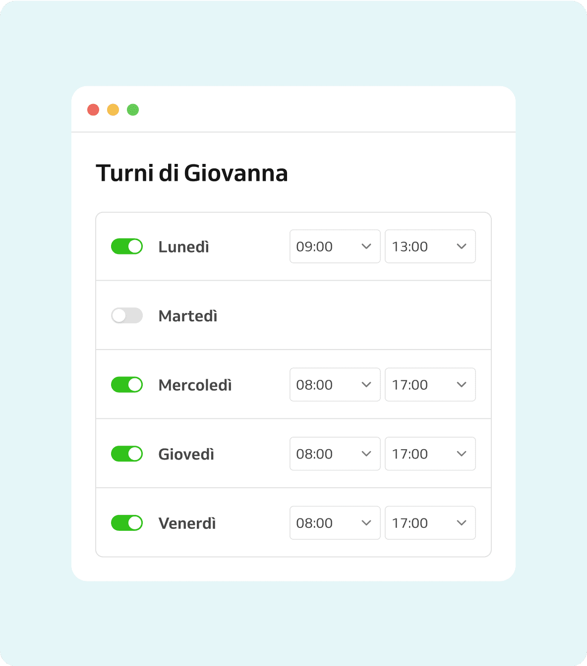orari del personale