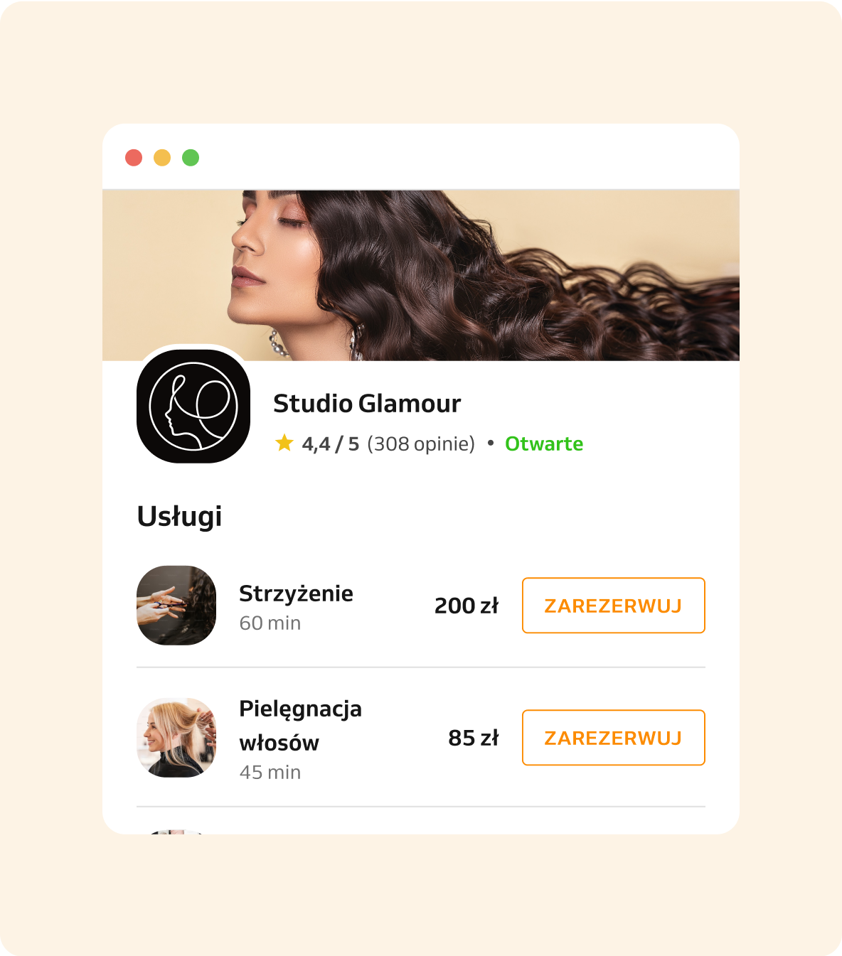 strona rezerwacji salonu